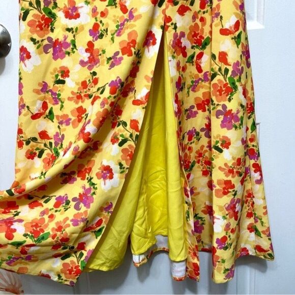 Alexia Admor Gracie Sweetheart Fit & Flare Midi Dress in Yellow Floral Size 6 - Picture 12 of 16